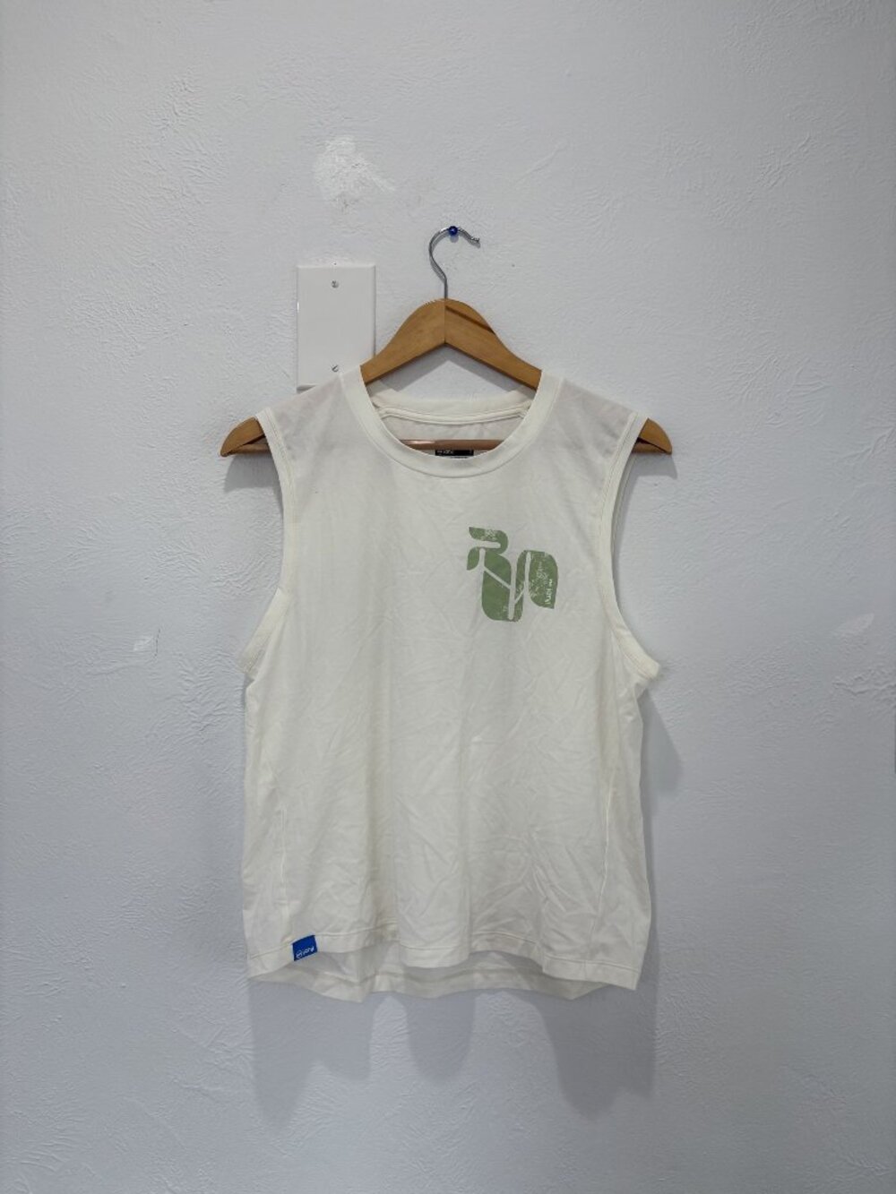 Janji Womens Circa Daily Muscle Tank Top Green Logo Size S